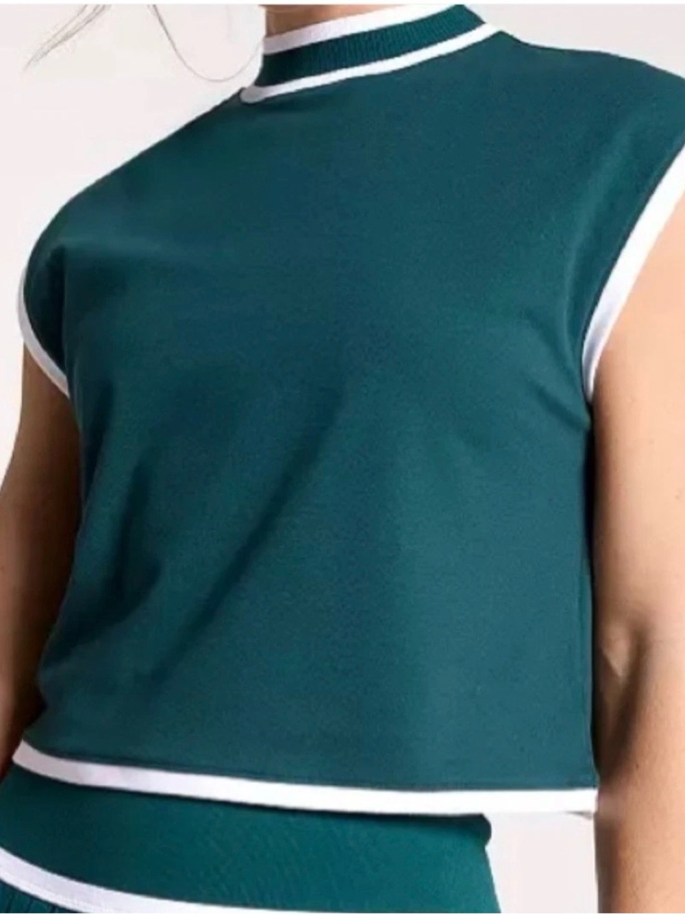 CALIA Rib Mock Neck Crop Tank Top Size XXL Sea Green Women’s